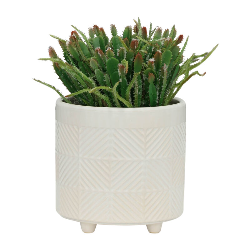 Textured Planters, Shiny White