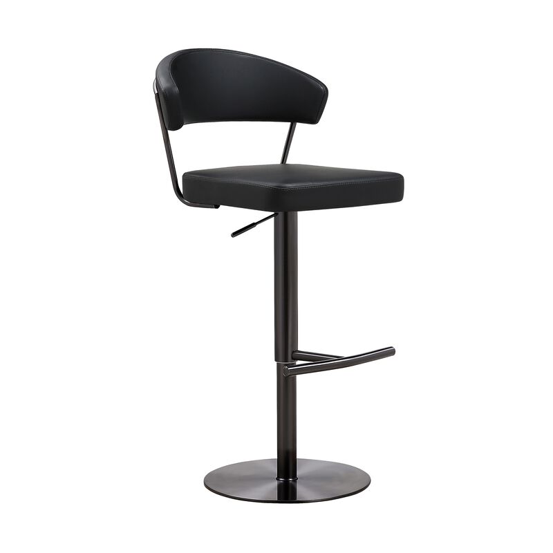 Cosmo Black Performance Vegan Leather and Stainless Steel Barstool