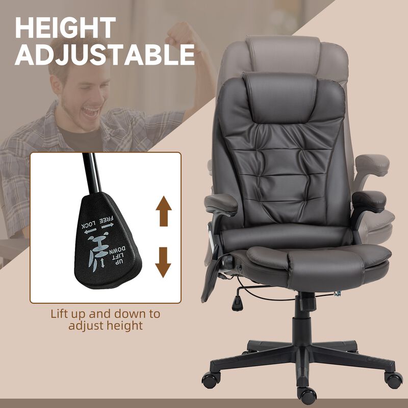 Dark Brown Heated Massage Chair: Reclining, 6 Vibration Points
