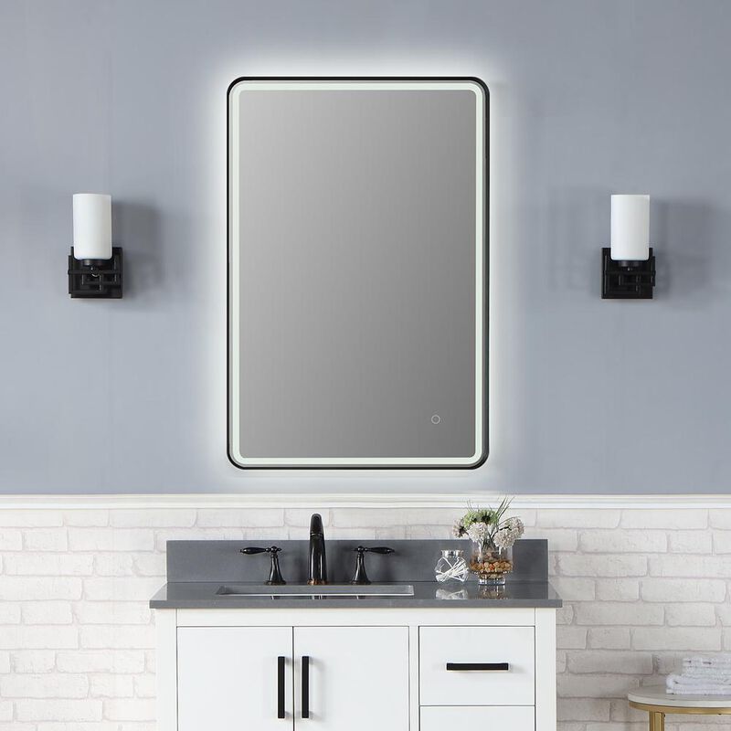 Altair Framed in Matt Black Modern Bathroom/Vanity LED Lighted Wall Mirror