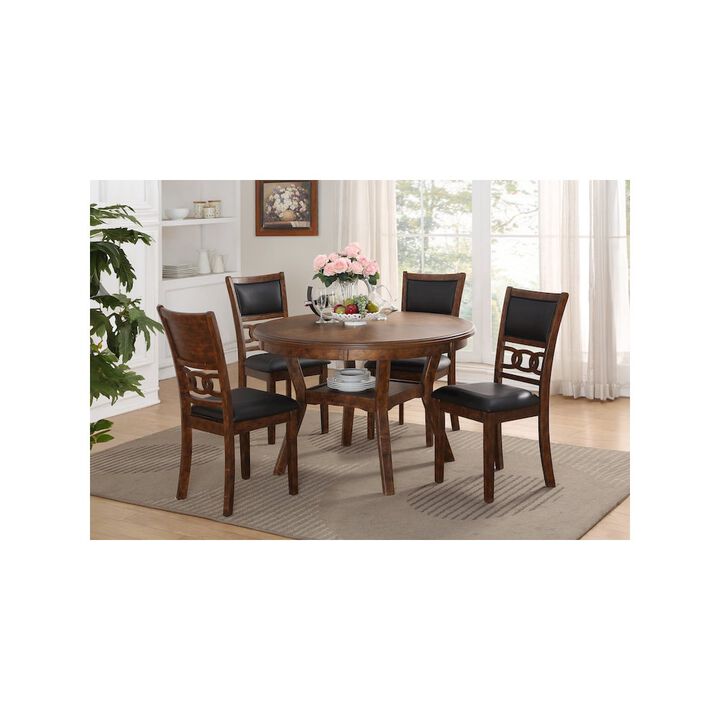 New Classic Furniture Gia 5-Piece 47 Wood Round Dining Set, Brown