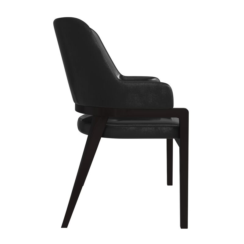 Leisuremod Ethora Collection Modern Wooden Dining Chair in Black Fabric Seat With white top