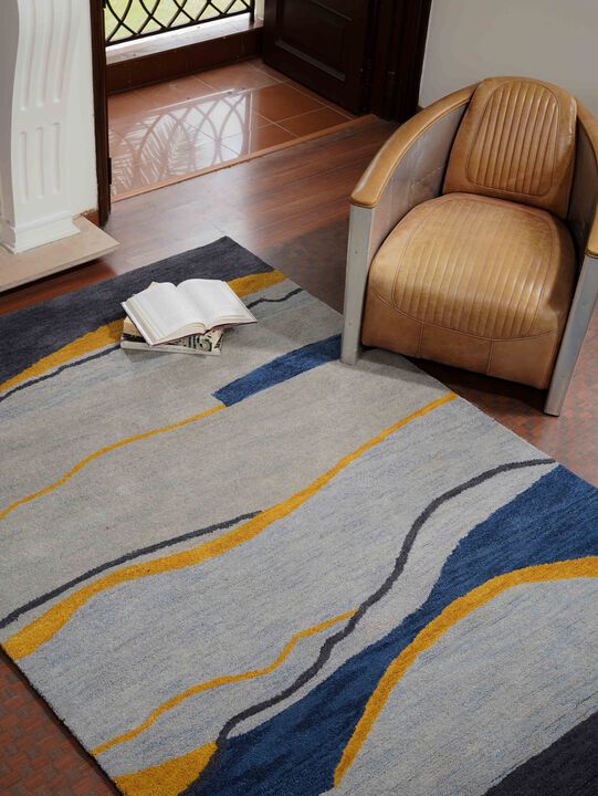 RUGSOTIC CARPETS HAND TUFTED WOOL ECO-FRIENDLY AREA RUGS  - 6'x9', Rectangle Shape, Multicolor, Contemporary Modern Design, High Pile Handmade Area Rugs for Living Room, Bed Room (K00S19)