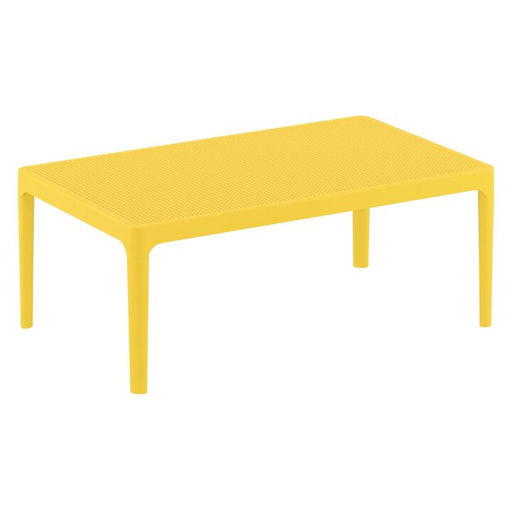 39.5" Yellow Patio Solid Rectangular Lounge Coffee Table