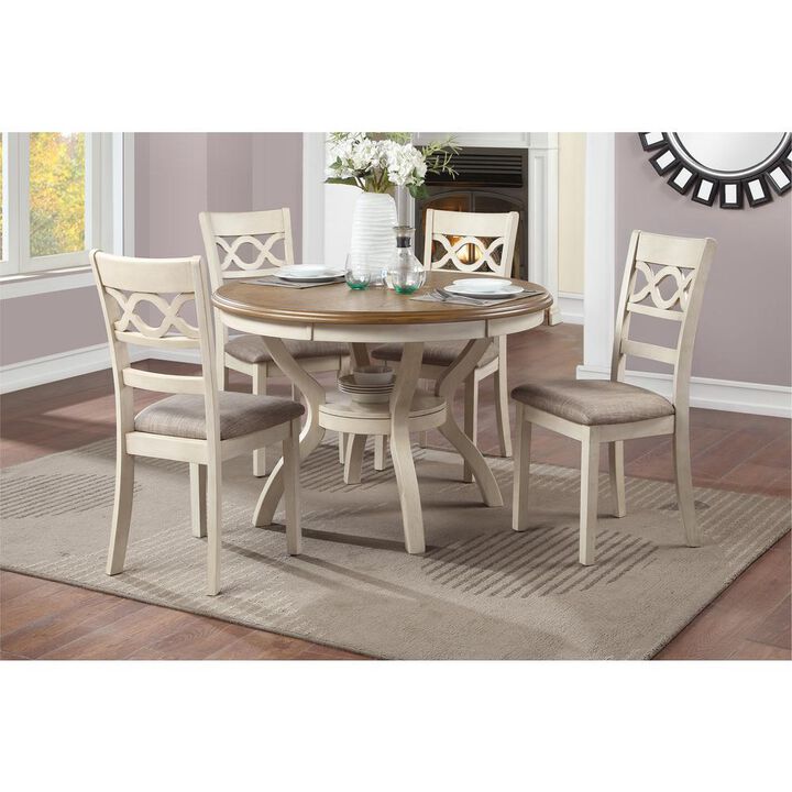 New Classic Furniture Furniture Cori 5-Piece Solid Wood Dining Set in Beige/Brown