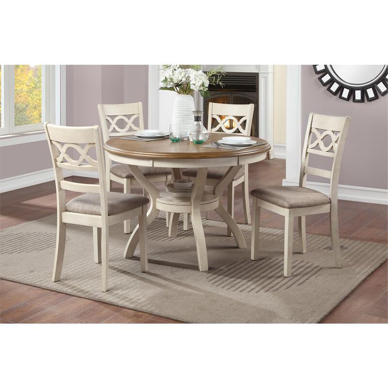 New Classic Furniture Furniture Cori 5-Piece Solid Wood Dining Set in Beige/Brown