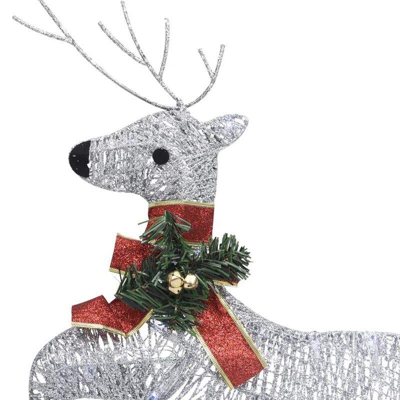 Outdoor 120 LED Light Christmas Decor Reindeer Set of 6, Silver Metal - Benzara
