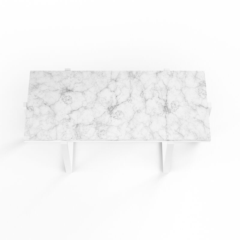 Rectangle Coffee Table, Front Finish with Carrara Marble Top