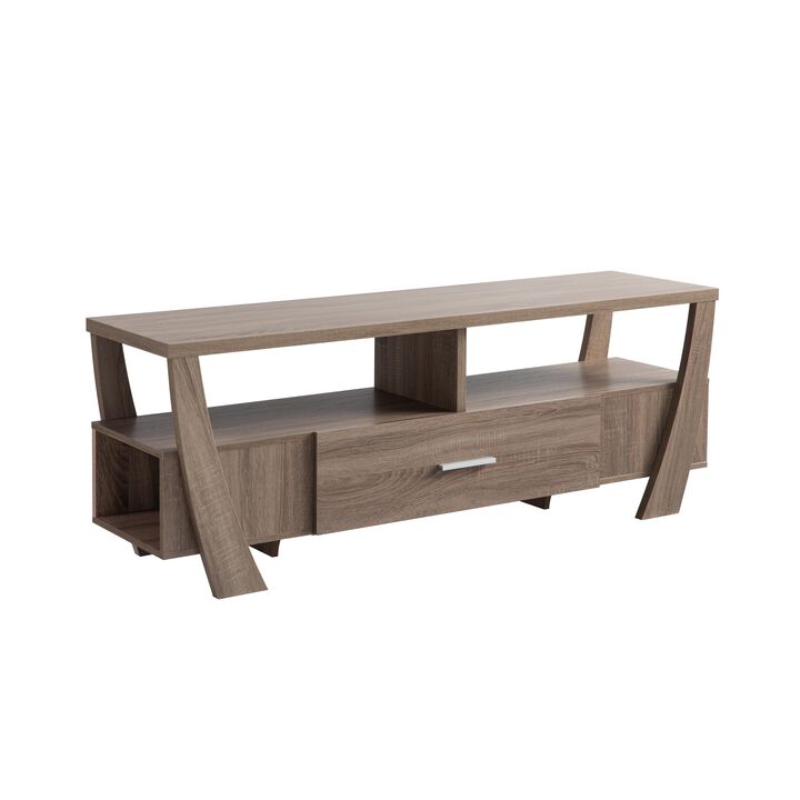 Dark Taupe TV Stand with 2 Shelves and Drawer