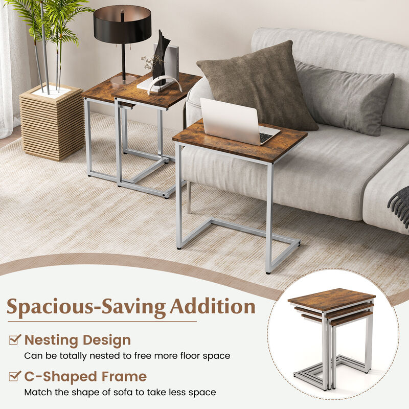 3 Pieces Multifunctional Coffee End Table Set