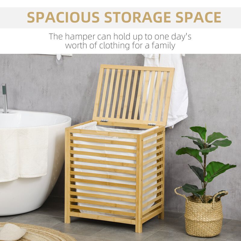 Bamboo Laundry Storage: Hamper with Lid for Bathroom/Bedroom