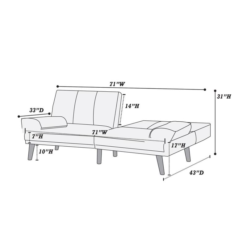 Navy Polyfiber Sectional Sofa with Adjustable Chaise