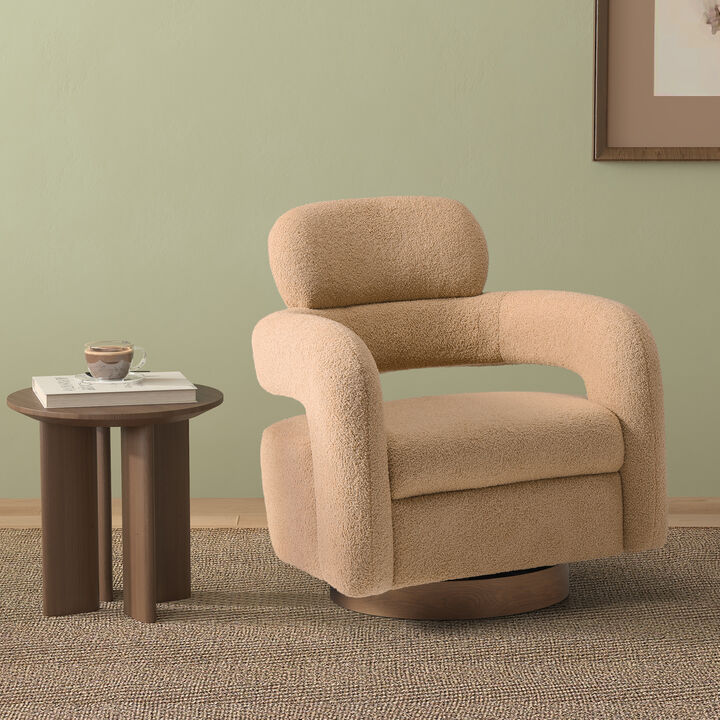 WestinTrends Mid-Century Modern Sherpa Swivel Barrel Accent Chair