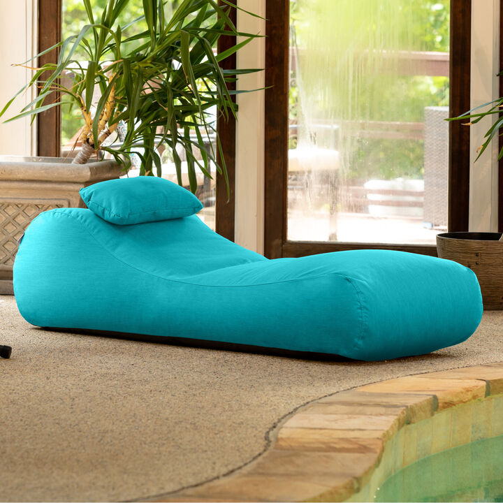 Arlo Outdoor Bean Bag Sun Lounger - Pool and Patio Chaise Bean Bag Lounger, Petal