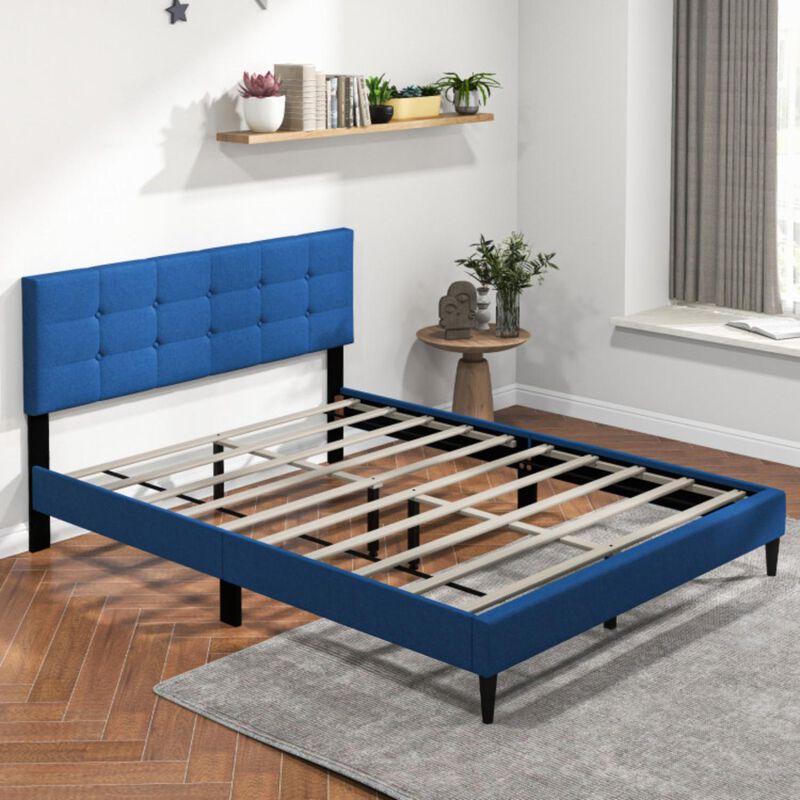 Hivvago Queen Size Upholstered Platform Bed with Button Tufted Headboard