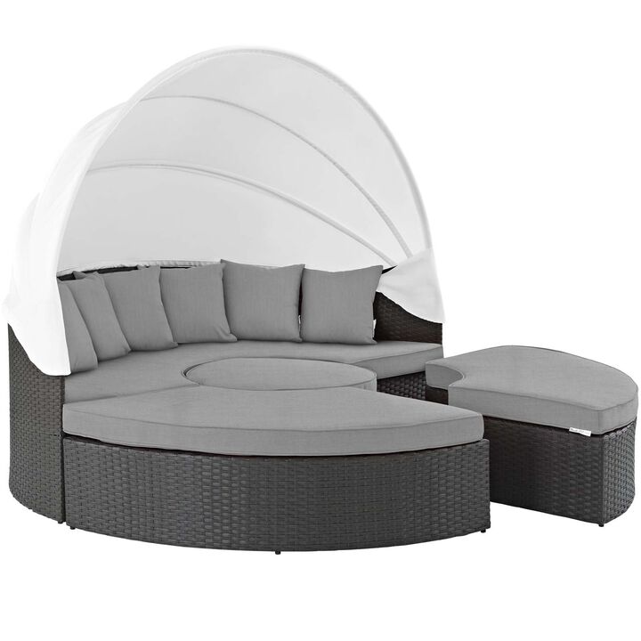 Modway EEI-1986 Sojourn Outdoor Patio Sunbrella Sectional Daybed with Canopy in Canvas Gray