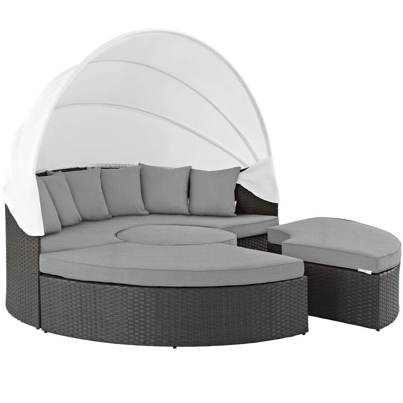 Modway EEI-1986 Sojourn Outdoor Patio Sunbrella Sectional Daybed with Canopy in Canvas Gray