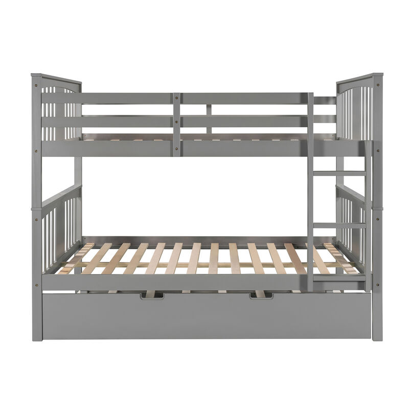 Merax Full over Full Bunk Bed with Twin Size Trundle and Ladder
