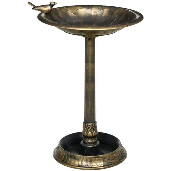 Bird Bath & Feeder Combo with Planter Base, Backyard Garden Decoration for Attracting Birds