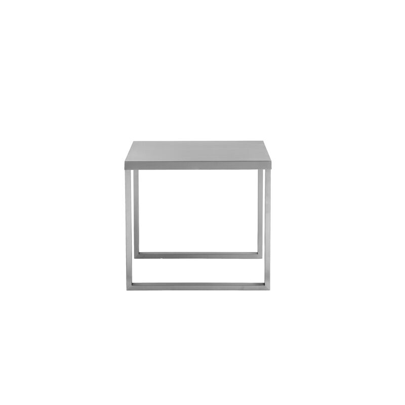 Tom 22 Inch Side End Table, Square Top, Square Legs, Gray Brushed Metal - Benzara