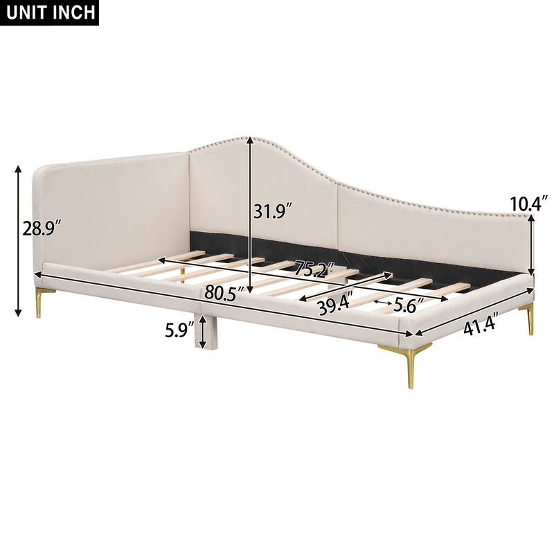 Merax Upholstered Daybed with Headboard and Armrest