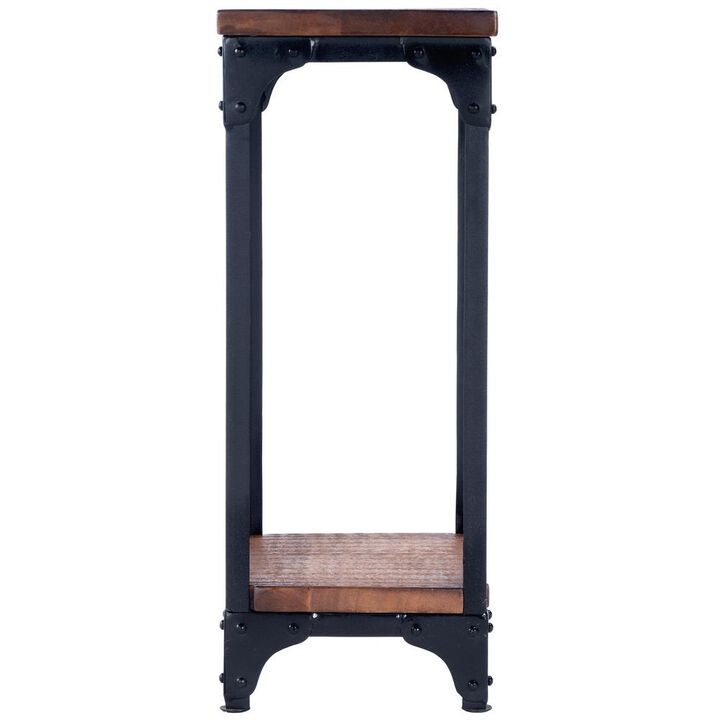Butler Specialty Gandolph Industrial Chic Wood & Iron Pedestal Stand, Medium Brown