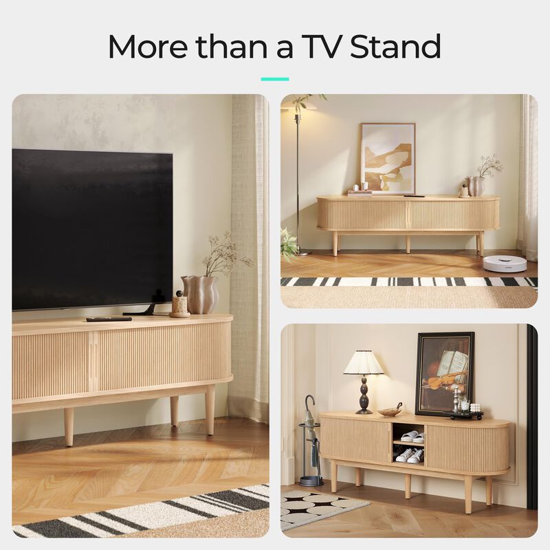 Oak HOME TV Stand for 75" TV,Entertainment Center