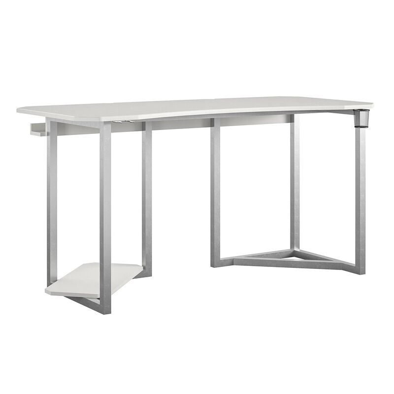 Ntense Quest Gaming Desk with CPU Stand, White