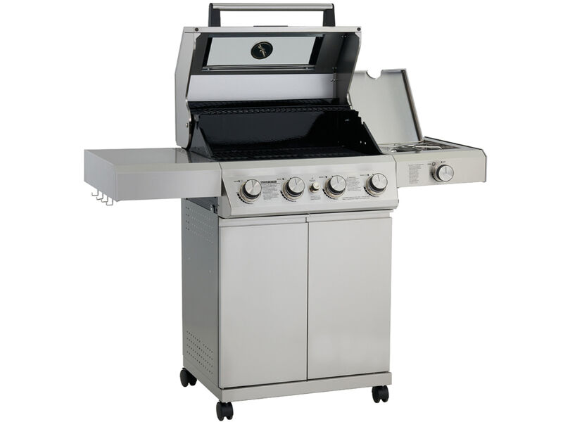 Monument Grills Mesa Series | 4 Burner Mini Stainless Steel Propane Gas Grill With Clearview Lid