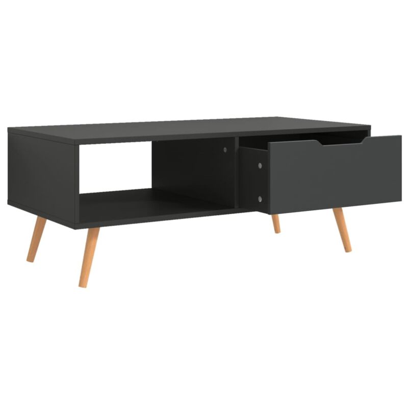 vidaXL Gray Coffee Table - 39.4"x19.5"x16.9" - Engineered Wood, MDF- Scandinavian Style, Rectangular, Functional Living Room Furniture, Assembly Required