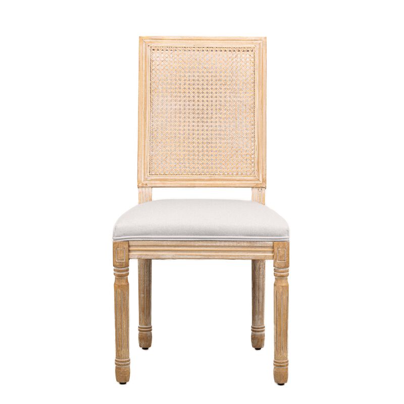 CAMBRIDGE Set of 2 Dining Chairs in Rattan and  Fabric