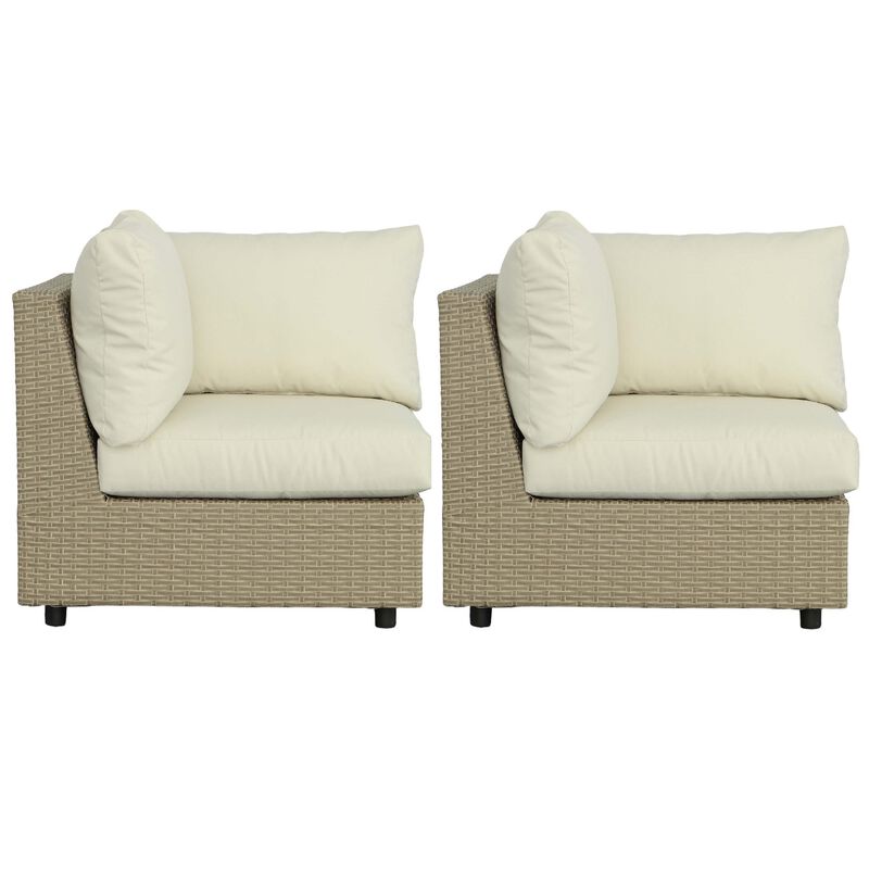 2pc Resin Wicker Outdoor Corner Chairs - 35"