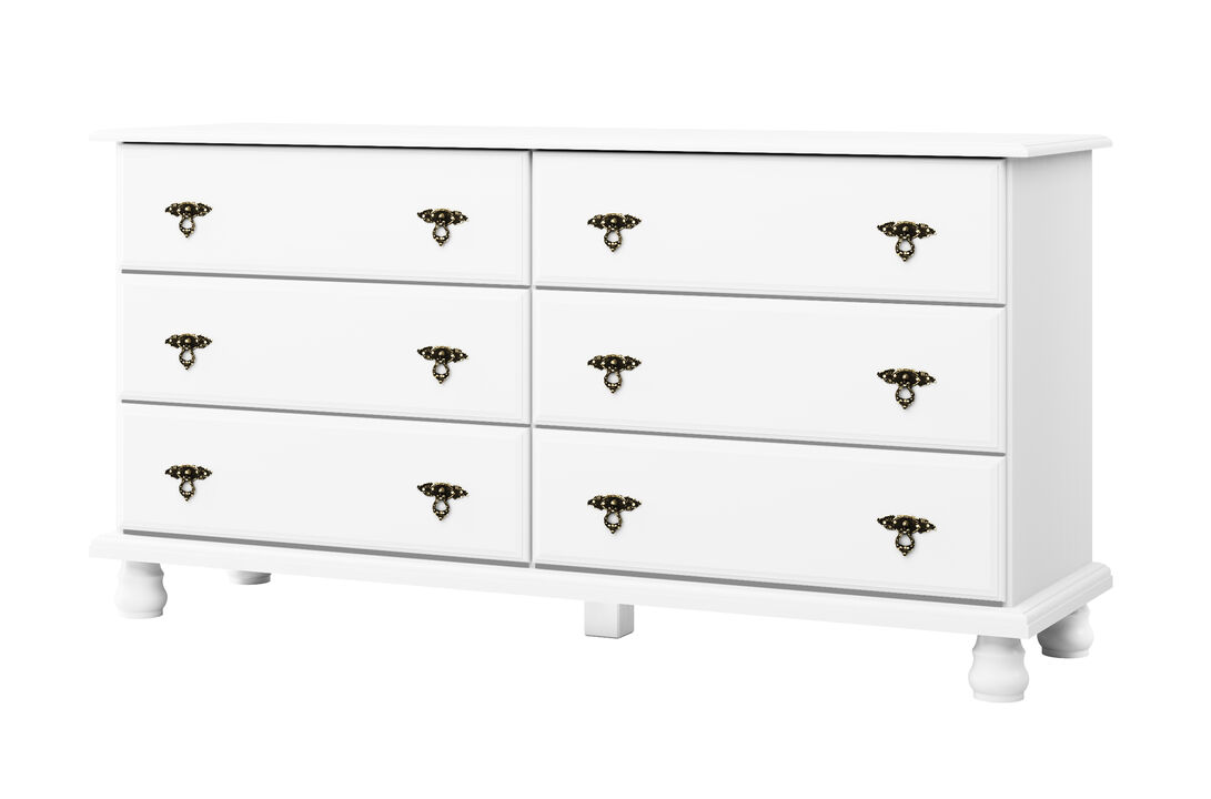 100% Solid Wood Kyle 6-Drawer Double Dresser