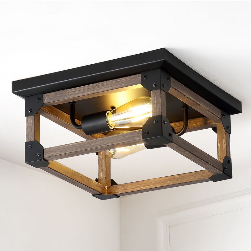 Cheshire 2-Light Iron Rustic Farmhouse LED Flush Mount