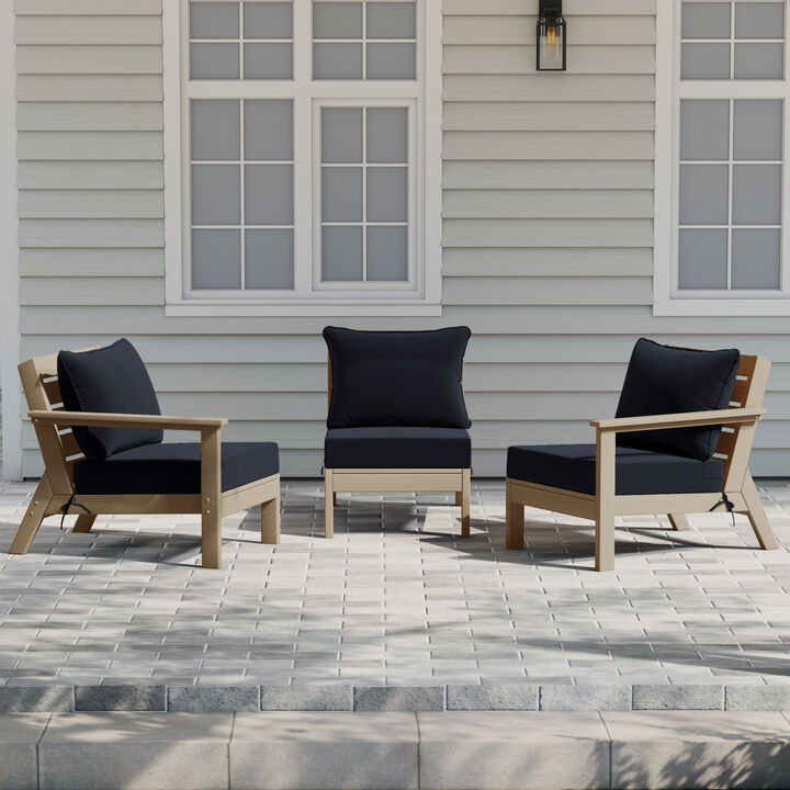 WestinTrends Outdoor Patio HDPE Sectional Sofa with Patio Cushions