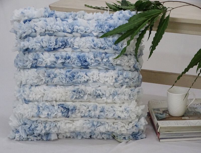 Fluffy Decorative Throw Pillow 20" x 20" for Couch Handloom Woven