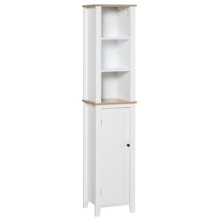 White Bathroom Organizer: Tall 3-Tier Linen Tower Cabinet