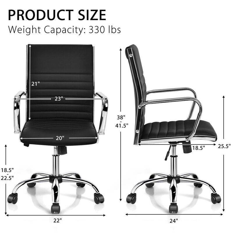 Costway Set of 4 PU Leather Office Chair High Back Conference Task Chair Black