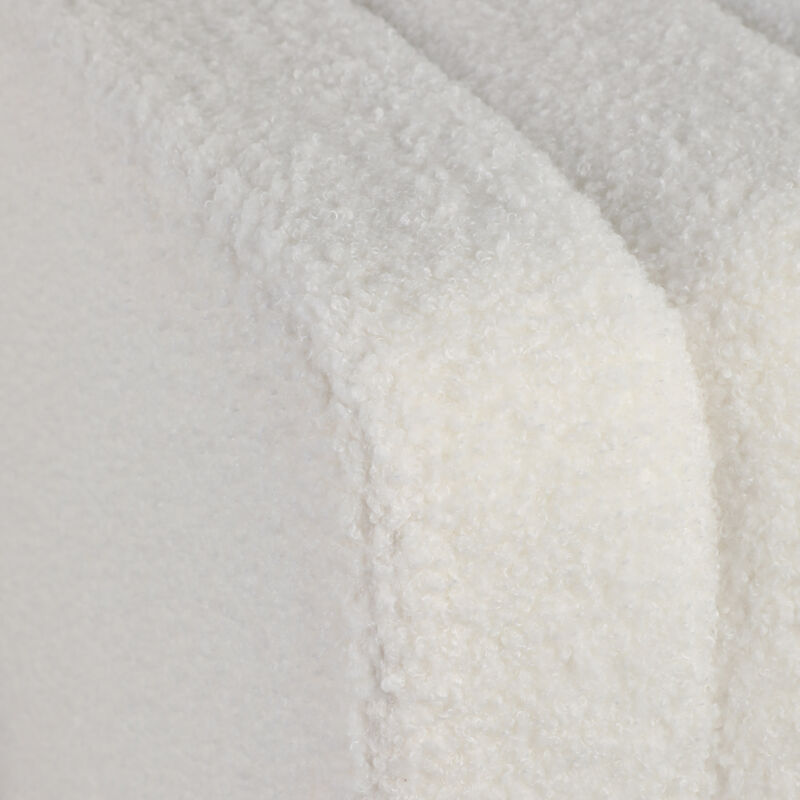 16" Ridged Square Boucle Ottoman, White