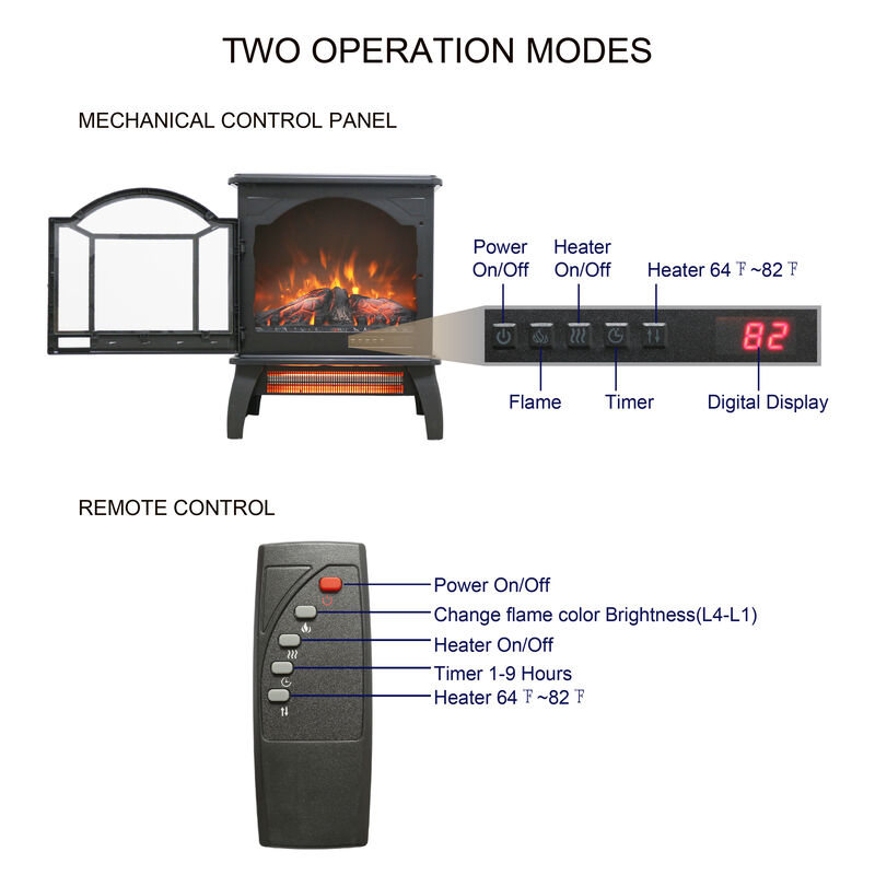 Streamdale 18 Inch 3D Infrared Electric Stove With Remote Control 0002