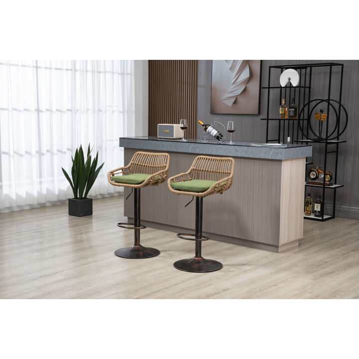 Swivel Bar Stools Set Of 2 Adjustable Counter Height Chairs With Footrest For Kitchen, Dining