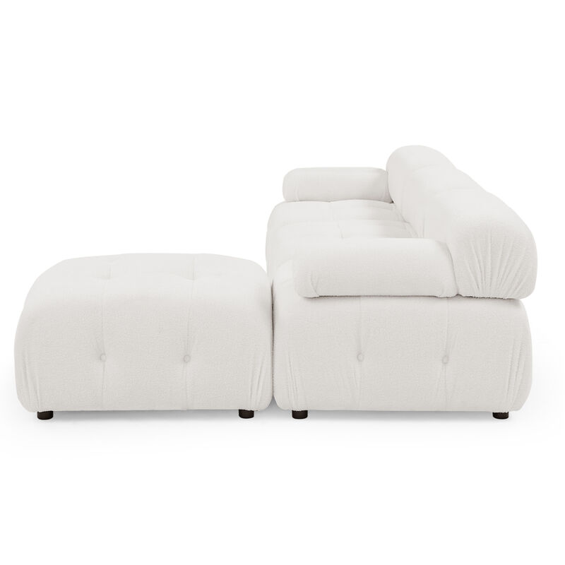 Ivory Teddy Fabric Modular Sectional Sofa
