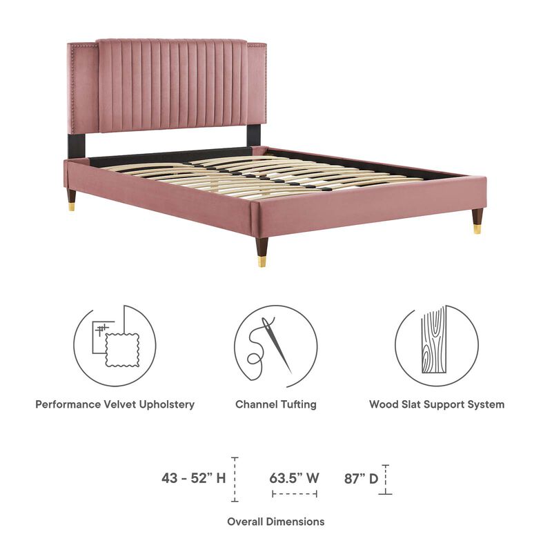 Modway - Zahra Channel Tufted Performance Velvet Twin Platform Bed