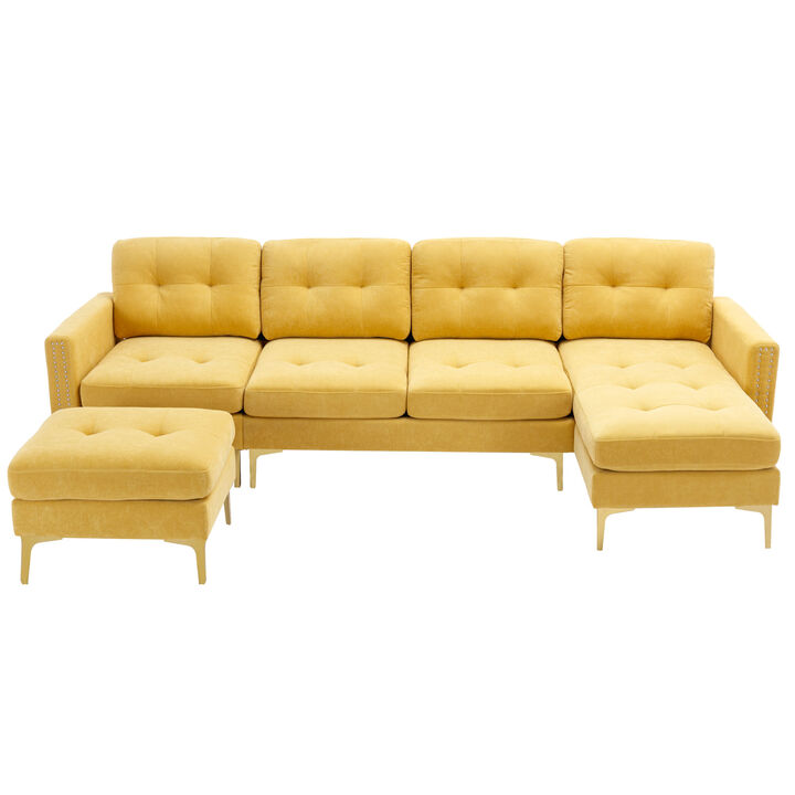 Merax Modular Convertible Sectional Sofa Velvet Couch