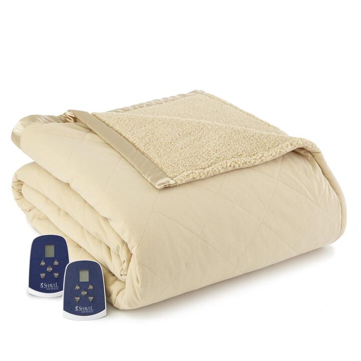 Shavel Micro Flannel Heating Technology Luxuriously Soft Stripe Sherpa Electric Blanket - Twin 62x84" - Metro Stripe