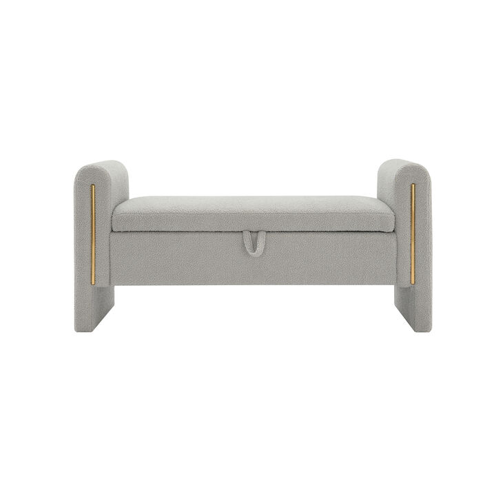 Merax Modern Teddy Bench with Arms and Storage