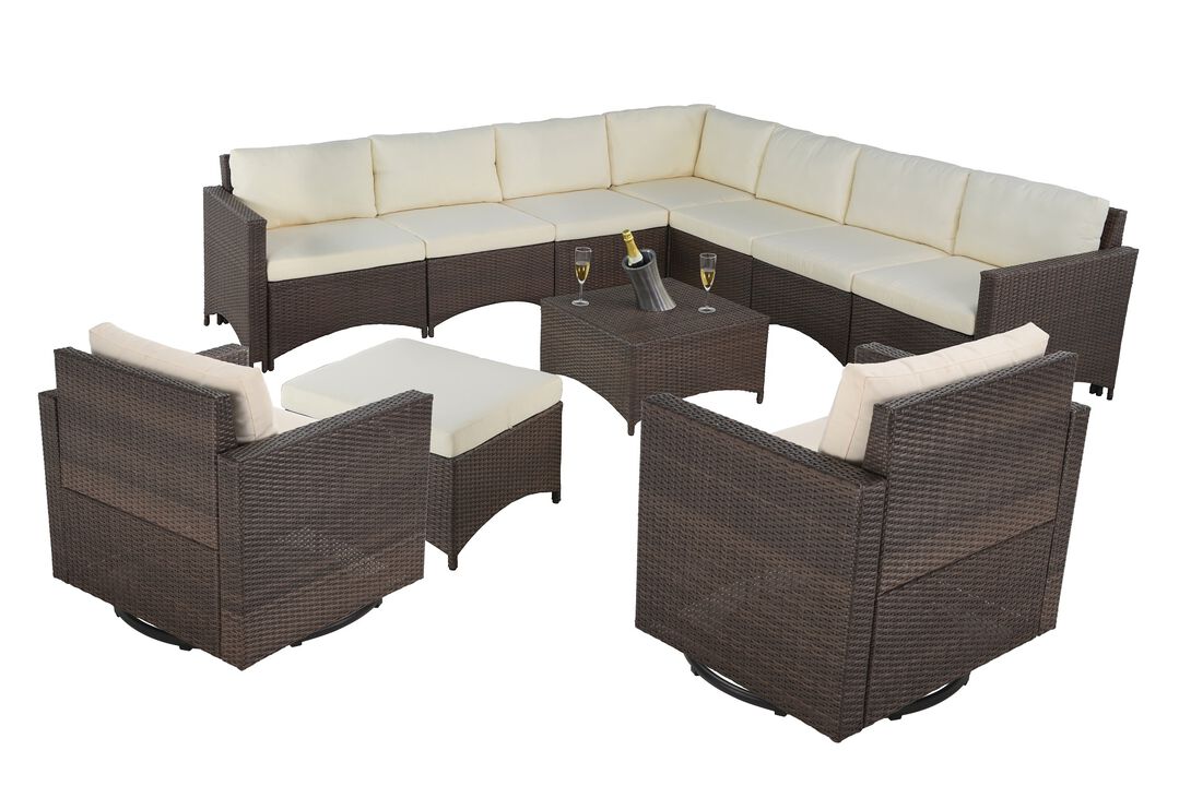 Studio Shine Collection 1 Sectional sofa, 1 Ottoman, 2 Swivel Armchairs and 1 Coffee Table