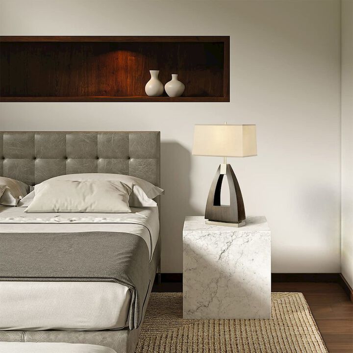 NOVA OF CALIFORNIA Trina Table Lamp - 30, Pecan Wood, Brushed Nickel, 3-way Rotary Switch