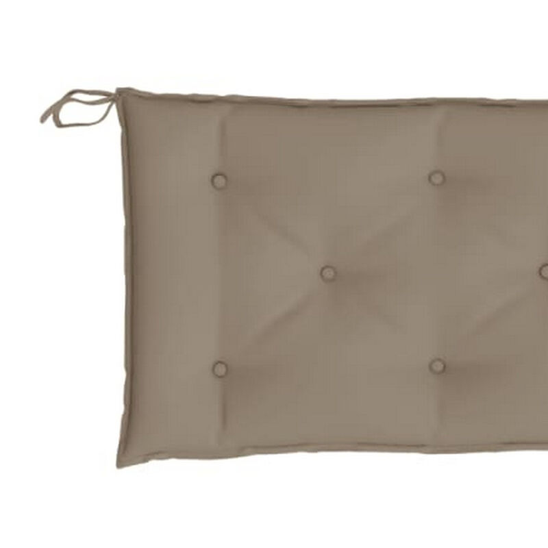 Claire Outdoor Cushion for Bench, Tufted Taupe Oxford Fabric, 59 Inch - Benzara