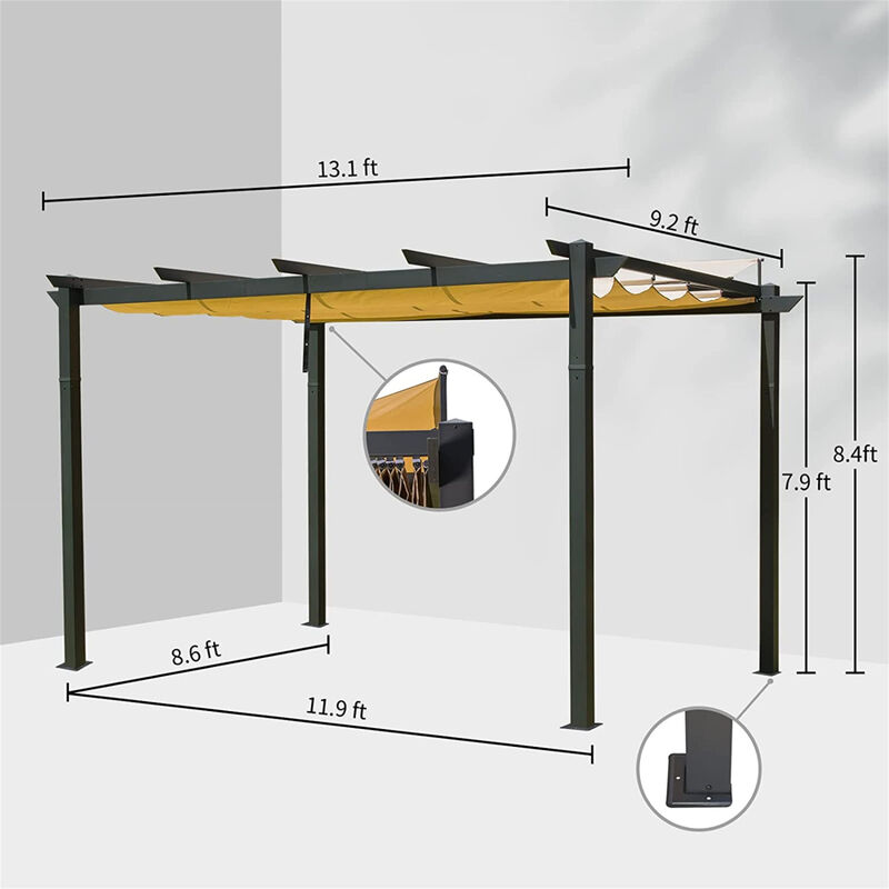 Aluminum Pergola Gazebo with Retractable Canopy